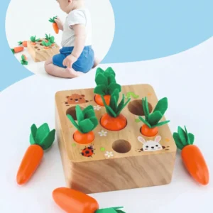 Wooden carrot sorting toy for toddlers